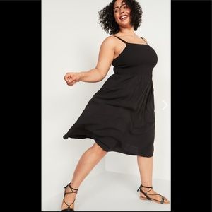 {Old Navy} Smocked Black Midi Tank Dress with Pockets